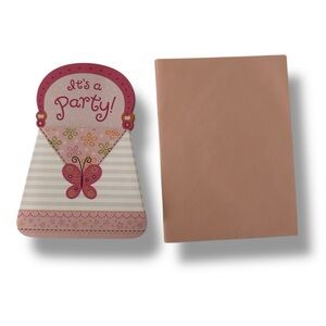🦋 5/$25 - (2010) “It’s A Party” Purse Shaped Invitation Cards by Carlton Cards